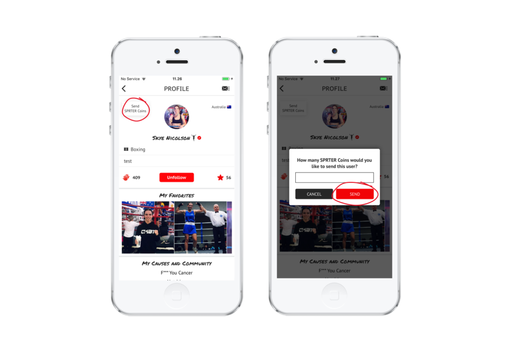 SPRTER Experience Store Send SPRTER Coins